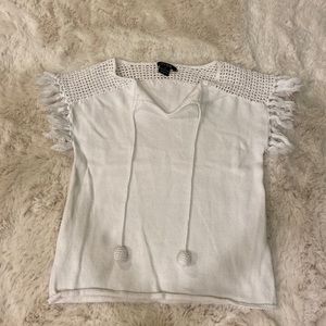 Isy & Ki White Short Sleeve Cotton Sweater Size XS